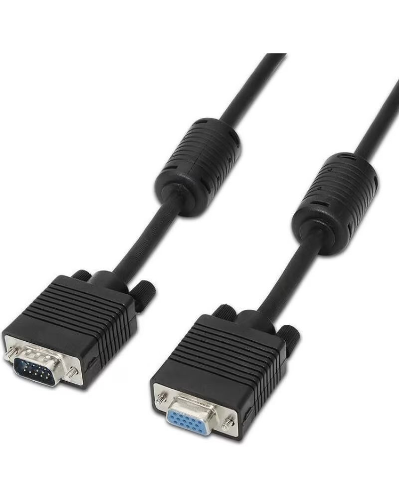 AISENS Cable Alargador SVGA A113-0078- VGA Macho - VGA Hembra- Hasta 3W- 10Mbps- 1 8m- Negro
