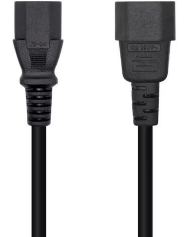 AISENS Cable Alimentacion A132-0532- IEC C13 Hembra - IEC C14 Macho- 10m- Negro