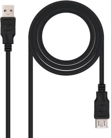 NANO CABLE Cable alargador nanocable usb - a 2 0 a usb - a 2 0 1 8m negro macho - hembra