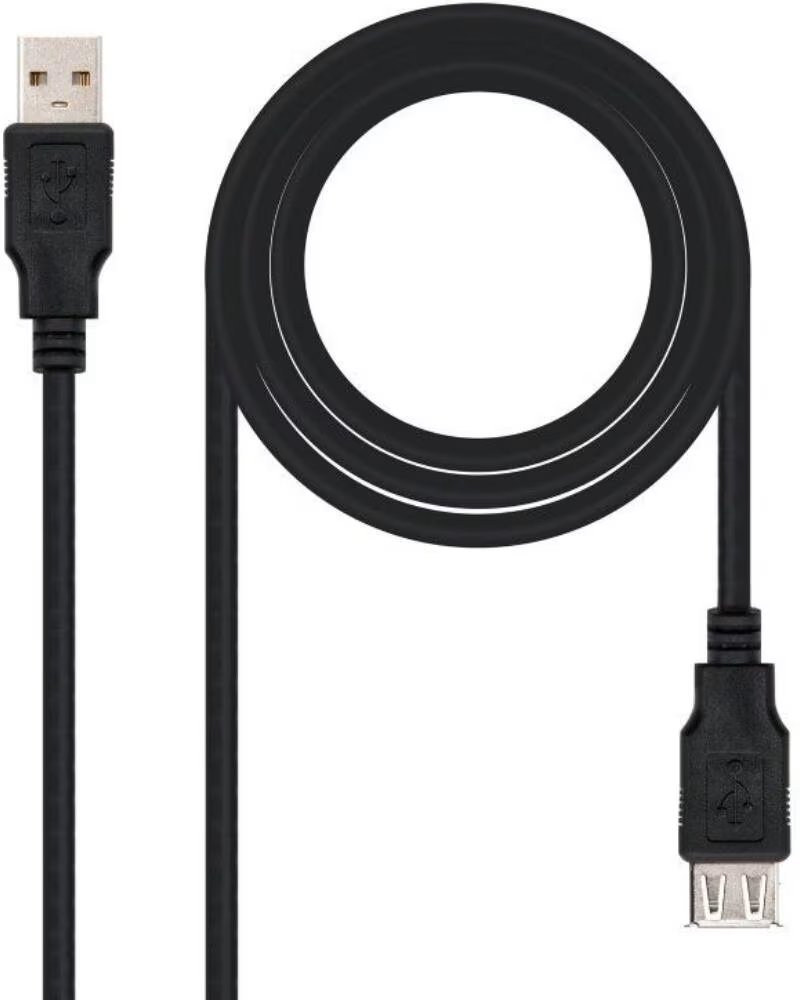 NANO CABLE Cable alargador nanocable usb - a 2 0 a usb - a 2 0 1 8m negro macho - hembra