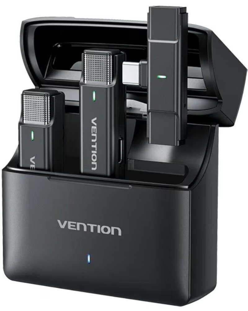VENTION Microfono Inalambrico con Clip NCAB0- USB Tipo-C- Incluye Receptor- 2 unidades
