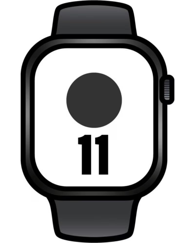 APPLE Watch Series 11- GPS- 42mm- Negro Azabache- Correa Deportiva Negra M-L