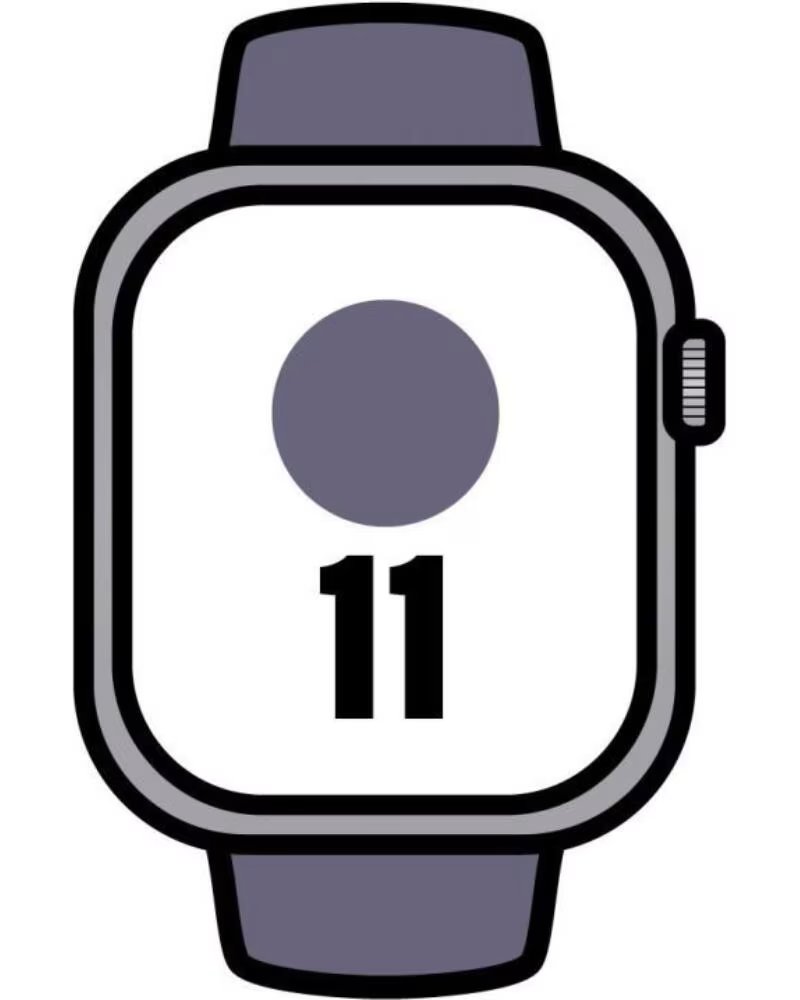 APPLE Watch Series 11- GPS- 46mm- Plata- Correa Deportiva Niebla Lila M-L