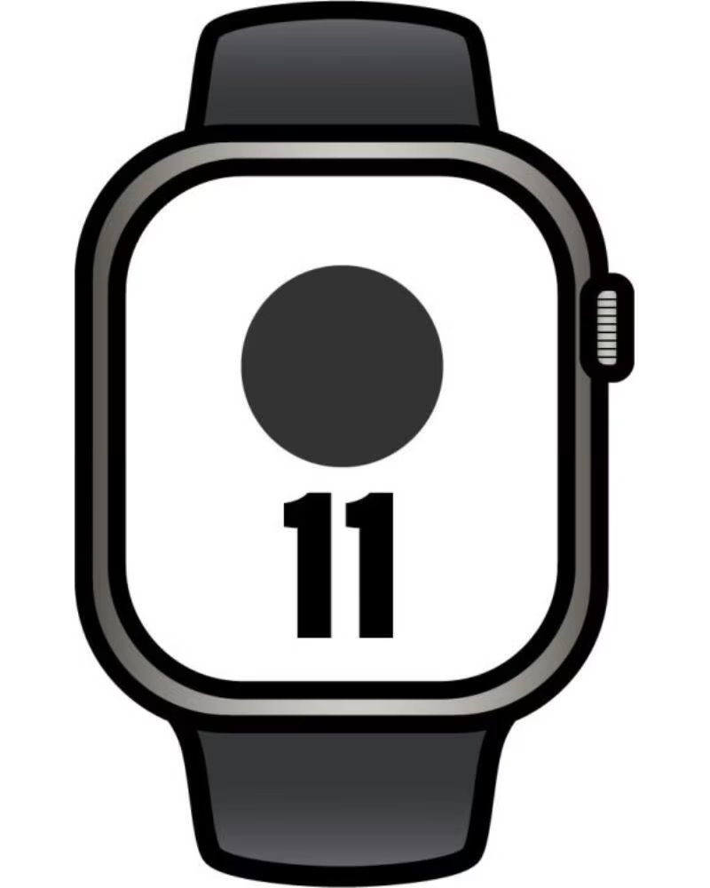 APPLE Watch Series 11- GPS- Cellular- 42mm- Titanio Natural- Correa Deportiva Negra M-L