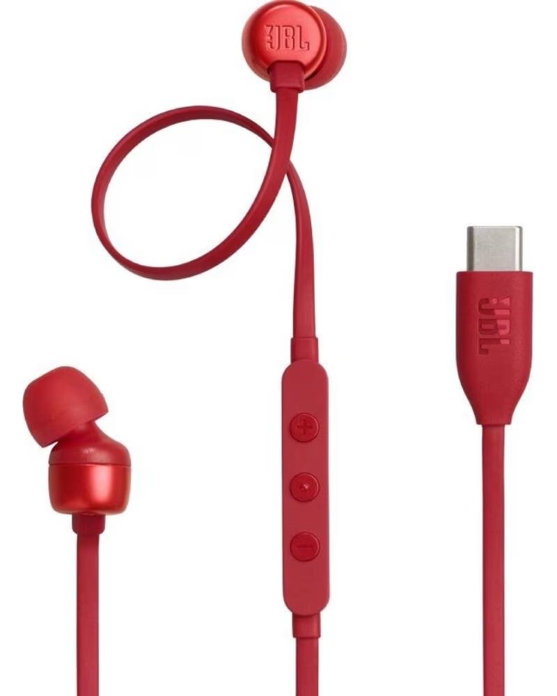 JBL Auriculares Intrauditivos Tune 310C- con Microfono- Rojos