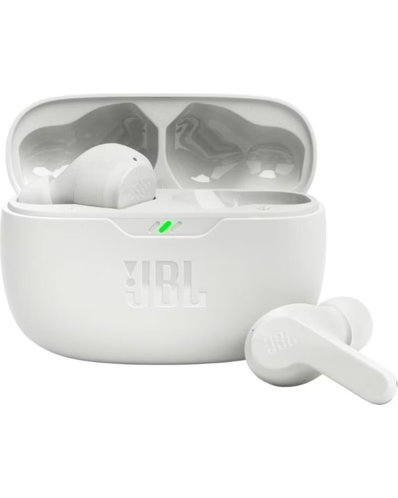 JBL Auriculares Bluetooth Wave Beam con estuche de carga- Autonomia 8h- Blanco