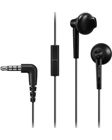 PANASONIC Auriculares Intrauditivos RP-TCM55- con Microfono- Jack 3 5- Negros