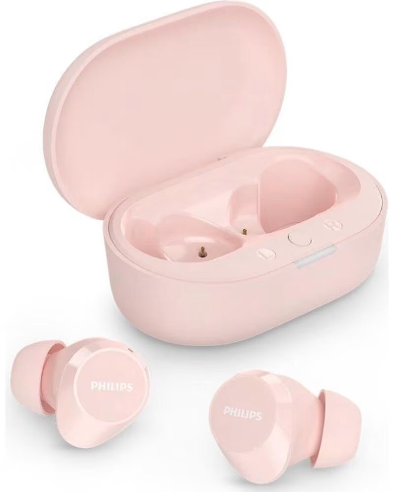 PHILIPS Auriculares Bluetooth TAT1209 con estuche de carga- Autonomia 6h- Rosas