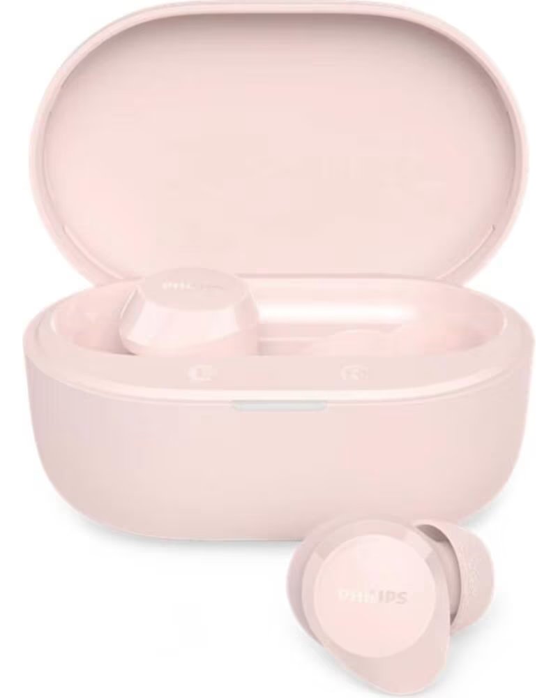 PHILIPS Auriculares Bluetooth TAT1300PK con estuche de carga- Autonomia 6h- Rosas