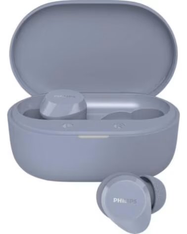 PHILIPS Auriculares Bluetooth TAT1300LB con estuche de carga- Autonomia 6h- Azules