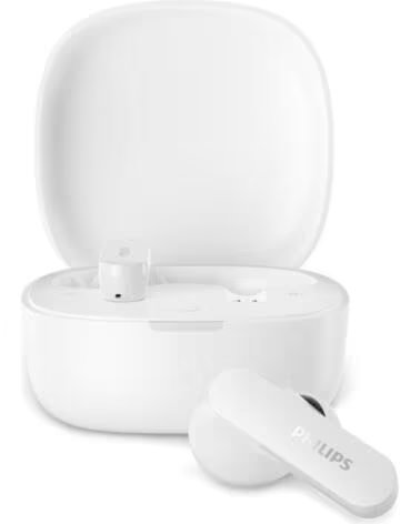 PHILIPS Auriculares Bluetooth TAT2100WT con estuche de carga- Autonomia 8h- Blancos