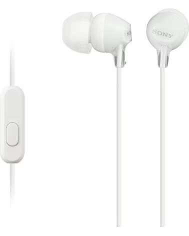SONY Auriculares Intrauditivos MDR-EX15AP- con Microfono- Jack 3 5- Blancos