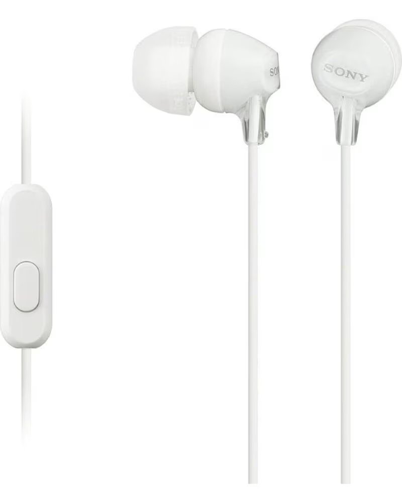 SONY Auriculares Intrauditivos MDR-EX15AP- con Microfono- Jack 3 5- Blancos