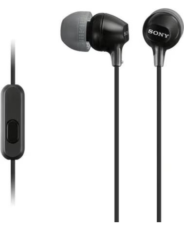 SONY Auriculares Intrauditivos MDR-EX15AP- con Microfono- Jack 3 5- Negros