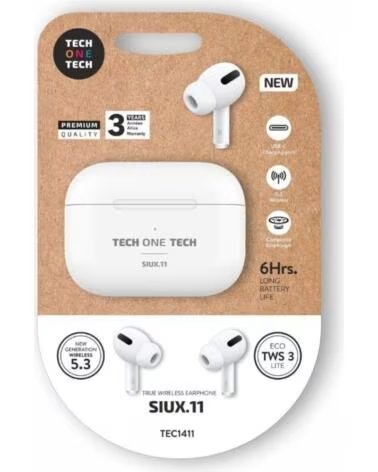 TECH ONE TECH Auriculares Bluetooth SIUX 11 TEC1411- con estuche de carga- Autonomia 6h- Blancos