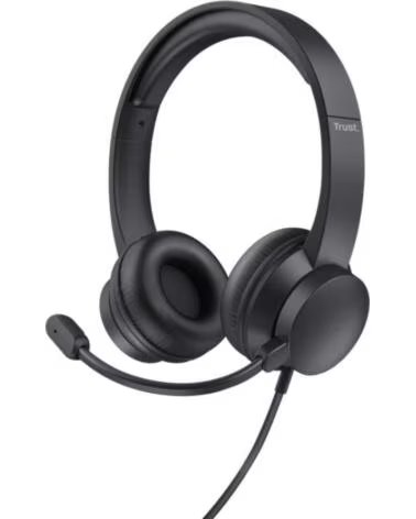 TRUST Auriculares HS-201 USB- con Microfono- USB- Negros