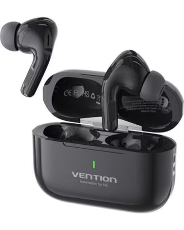 VENTION Auriculares Bluetooth Echo Lite E11 con estuche de carga- Autonomia 6h- Negros