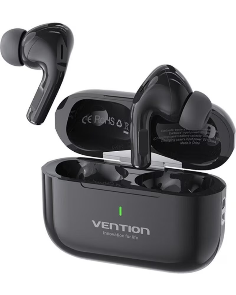 VENTION Auriculares Bluetooth Echo Lite E11 con estuche de carga- Autonomia 6h- Negros