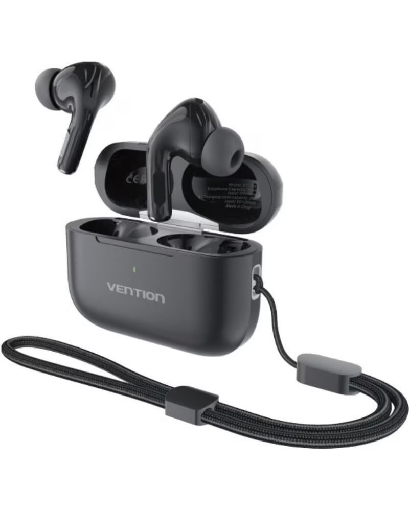 VENTION Auriculares Bluetooth Echo Lite E11 Plus con estuche de carga- Autonomia 6h- Negros