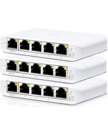 UBIQUITI Switch Gestionable USW-Flex Mini 5 Puertos- RJ45 10-100-1000 PoE- Pack 3 uds