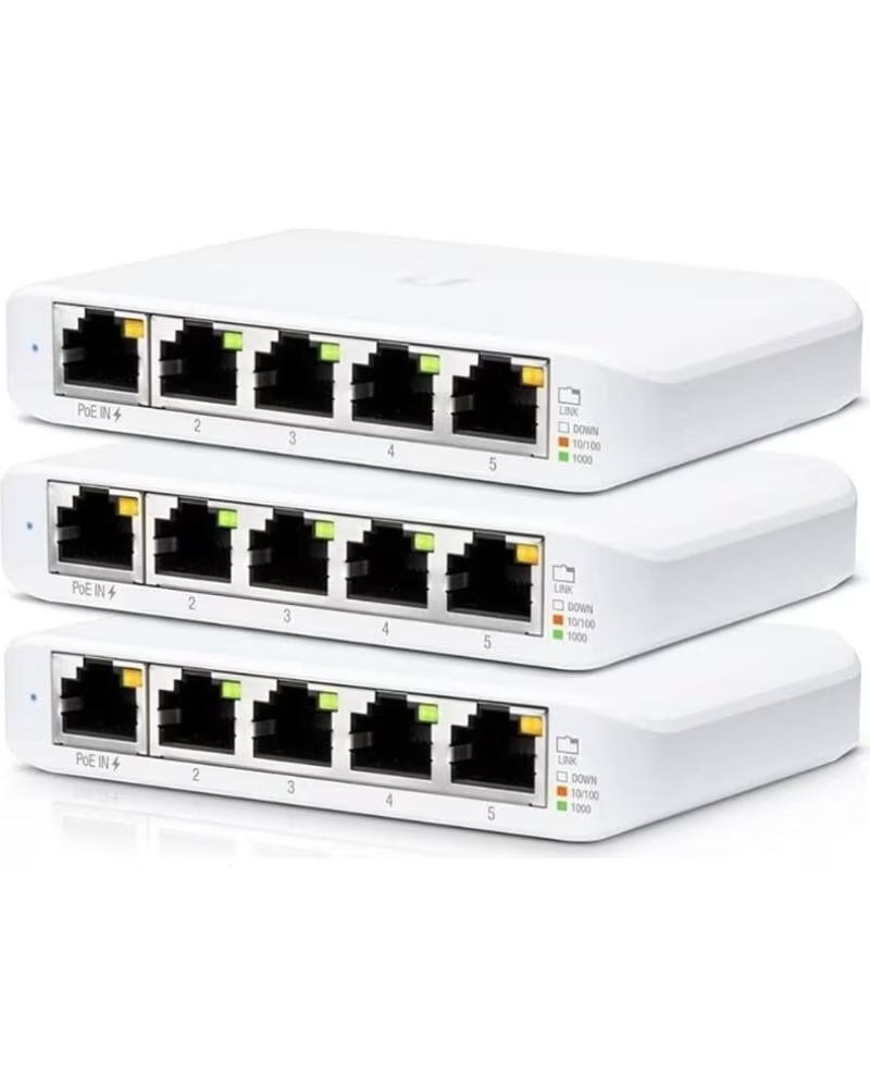 UBIQUITI Switch Gestionable USW-Flex Mini 5 Puertos- RJ45 10-100-1000 PoE- Pack 3 uds