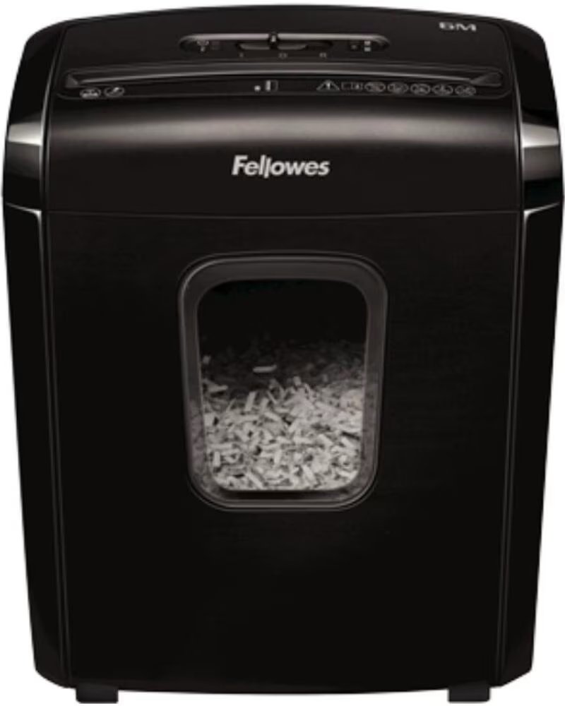 FELLOWES Destructora 6M- Minicorte de 4 x 12mm- Negra