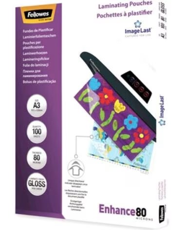FELLOWES Fundas para Plastificar 5306207- A3- 80 Micras- 100 unidades