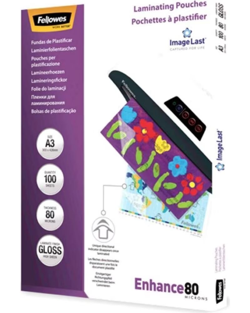 FELLOWES Fundas para Plastificar 5306207- A3- 80 Micras- 100 unidades