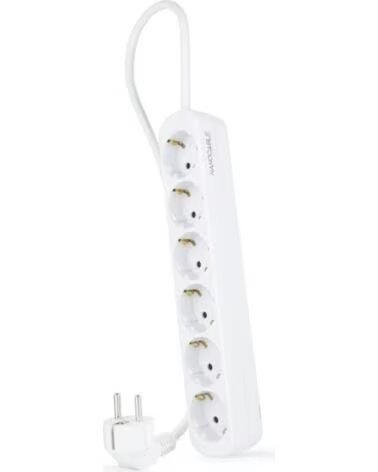 NANO CABLE Regleta Nanocable 10 37 0006-NS- 6 Tomas de Corriente- Cable 1 4m- Blanca