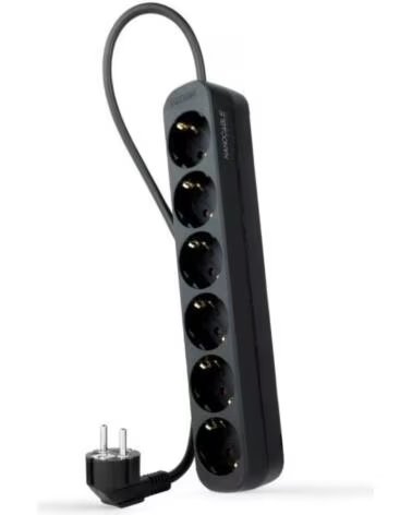 NANO CABLE Regleta Nanocable 10 37 0006-NS-BK- 6 Tomas de Corriente- Cable 1 4m- Negra