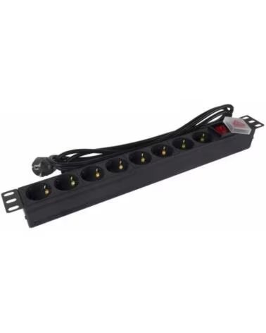 PHASAK Regleta con Interruptor BNS 1520- 8 Tomas de Corriente- Cable 3m- Negro