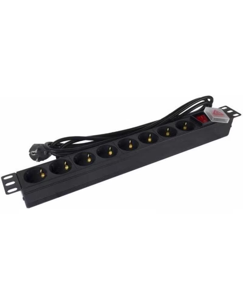 PHASAK Regleta con Interruptor BNS 1520- 8 Tomas de Corriente- Cable 3m- Negro