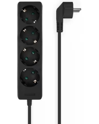 AISENS Regleta A154-0534- 4 Tomas de Corriente- Cable 1 4m- Negro