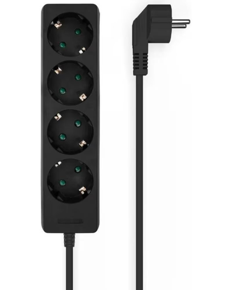 AISENS Regleta A154-0534- 4 Tomas de Corriente- Cable 1 4m- Negro