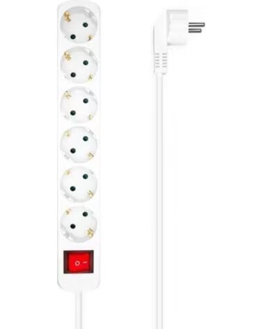 AISENS Regleta con Interruptor A154-0535- 6 Tomas de Corriente- Cable 1 4m- Blanco