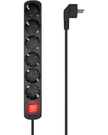AISENS Regleta con Interruptor A154-0536- 6 Tomas de Corriente- Cable 1 4m- Negro