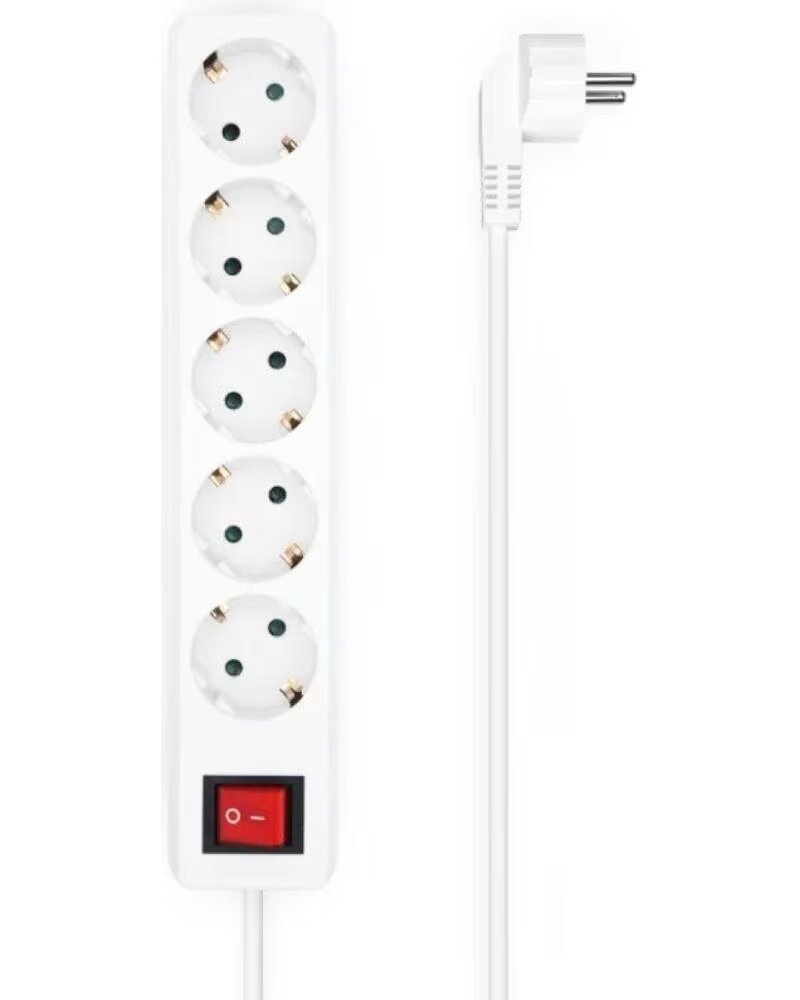 AISENS Regleta con Interruptor A154-0651- 5 Tomas de Corriente- Cable 1 4m- Blanco