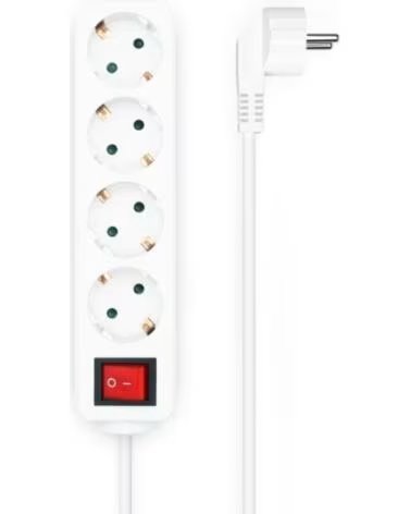 AISENS Regleta con Interruptor A154-0649- 4 Tomas de Corriente- Cable 1 4m- Blanco