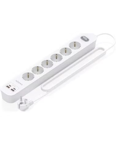 AISENS Regleta con Interruptor ASPS-2A2C16-W- 6 Tomas de Corriente- 2 USB - 2 USB Tipo-C- Cable 1 4m- Blanco