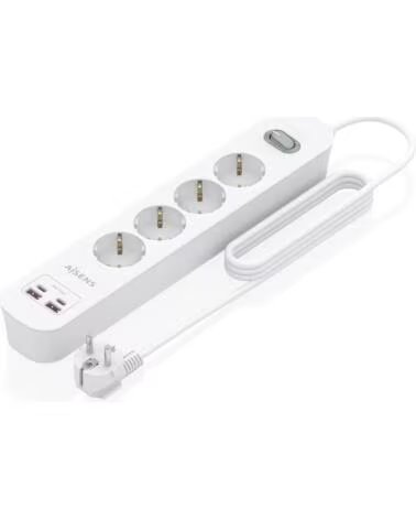AISENS Regleta con Interruptor ASPS-2A2C12-W- 4 Tomas de Corriente- 2 USB - 2 USB Tipo-C- Cable 1 4m- Blanco