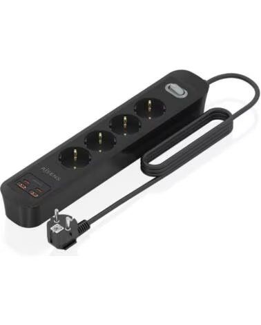 AISENS Regleta con Interruptor ASPS-2A2C13-BK- 4 Tomas de Corriente- 2 USB - 2 USB Tipo-C- Cable 1 4m- Negro
