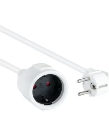 NANO CABLE Cable Alargador de Corriente Nanocable 10 22 0603-W- Schuko Hembra - Schuko Macho- 3m- Blanco