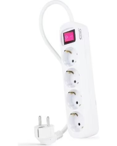 NANO CABLE Regleta con Interruptor Nanocable 10 37 0004- 4 Tomas de Corriente- Cable 1 4m- Blanca