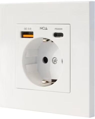 NANO CABLE Roseta de Pared Nanocable 10 35 0011- 1 Schuko- 1 USB Tipo-C- 1 USB