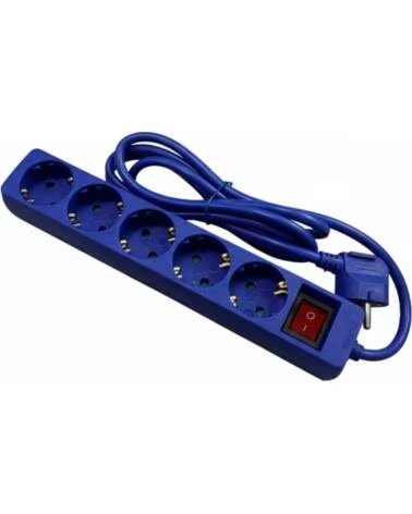 PHASAK Regleta con Interruptor BN 0825- 5 Tomas de Corriente- Cable 1 8m- Azul