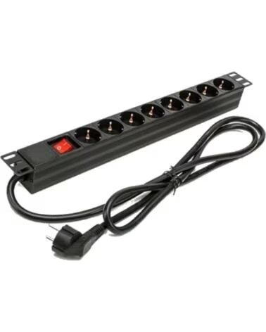 PHASAK Regleta con Interruptor BNS 1518- 8 Tomas de Corriente- Cable 1 5m- Negro