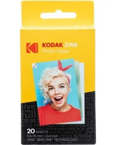 KODAK Papel Fotografico para Camara Printomatic y STEP Touch Zink- 2x3- 20g- 20 Hojas