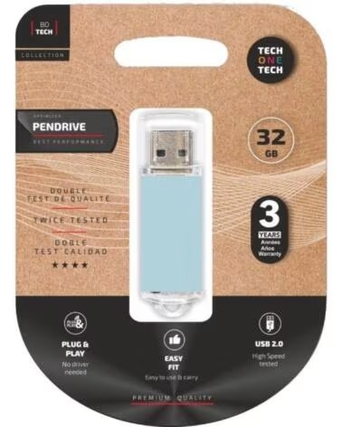 TECH ONE PENDRIVE 32GB BASIC USB 20 AZUL CELESTE