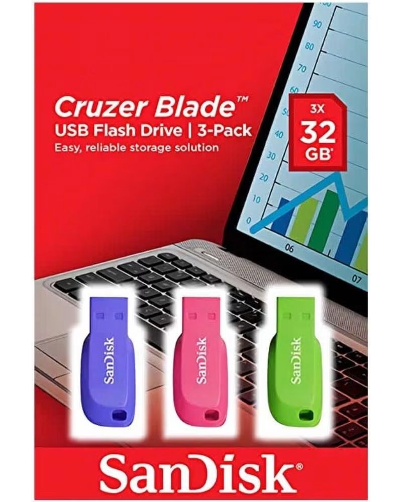 SANDISK Pendrives 32GB Cruzer Blade- USB 2 0- Pack 3