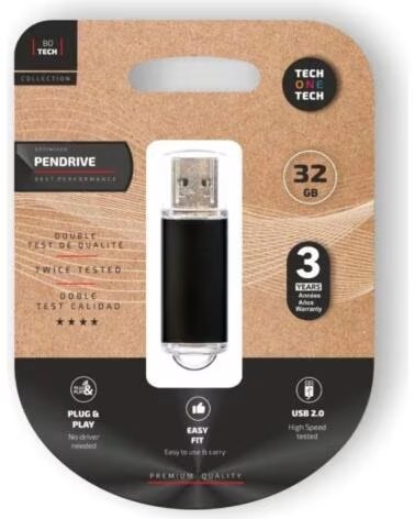 TECH ONE TECH Pendrive 32GB Basic USB 2 0- Negro
